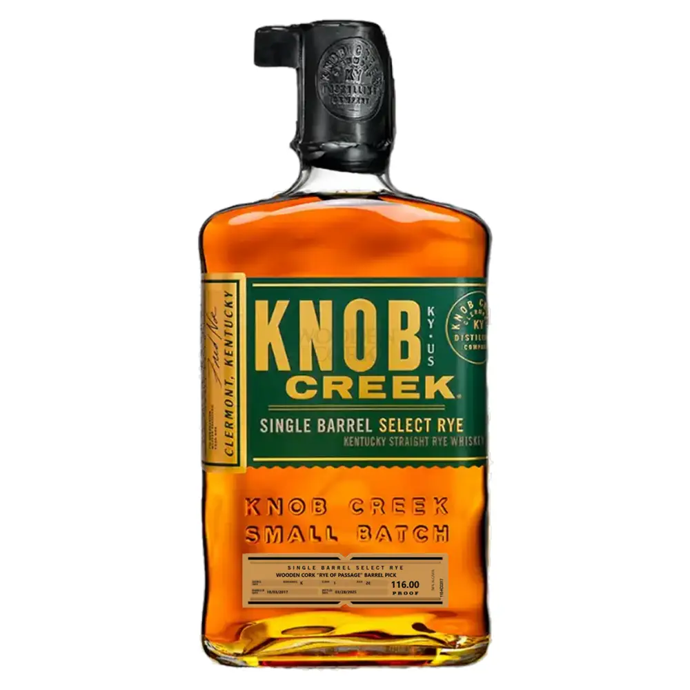 Knob Creek Wooden Cork Rye of Passage Barrel Pick 116 Proof Straight Rye Whiskey 750ml